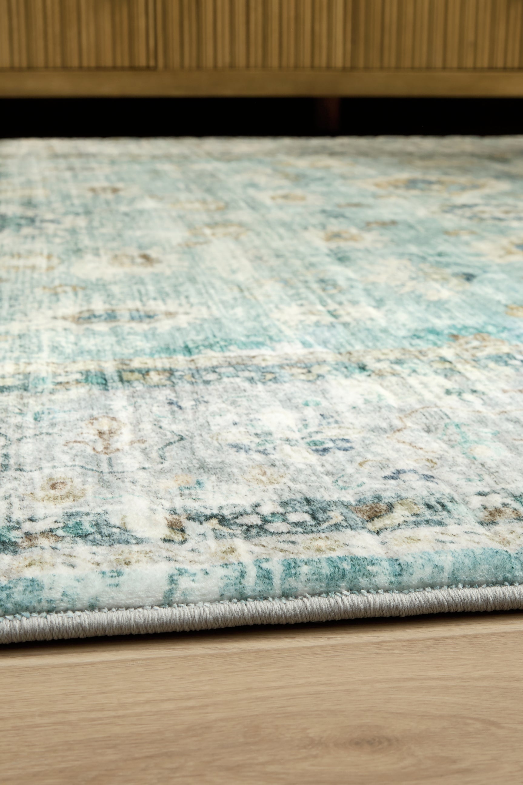 Ladstoney Teal/Beige/Ochre 7'6" X 9'6" Memory Foam Area Rug