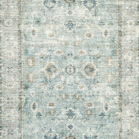 Ladstoney Teal/Beige/Ochre 5' x 7' Memory Foam Area Rug