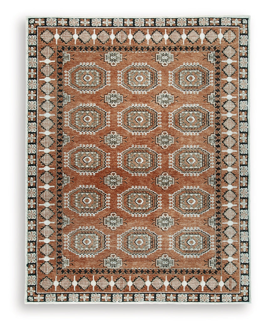 Qaabiz Sienna/Ivory/Black 7'8" x 10' Area Rug