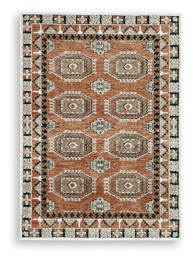 Qaabiz Sienna/Ivory/Black 5' x 7' Area Rug