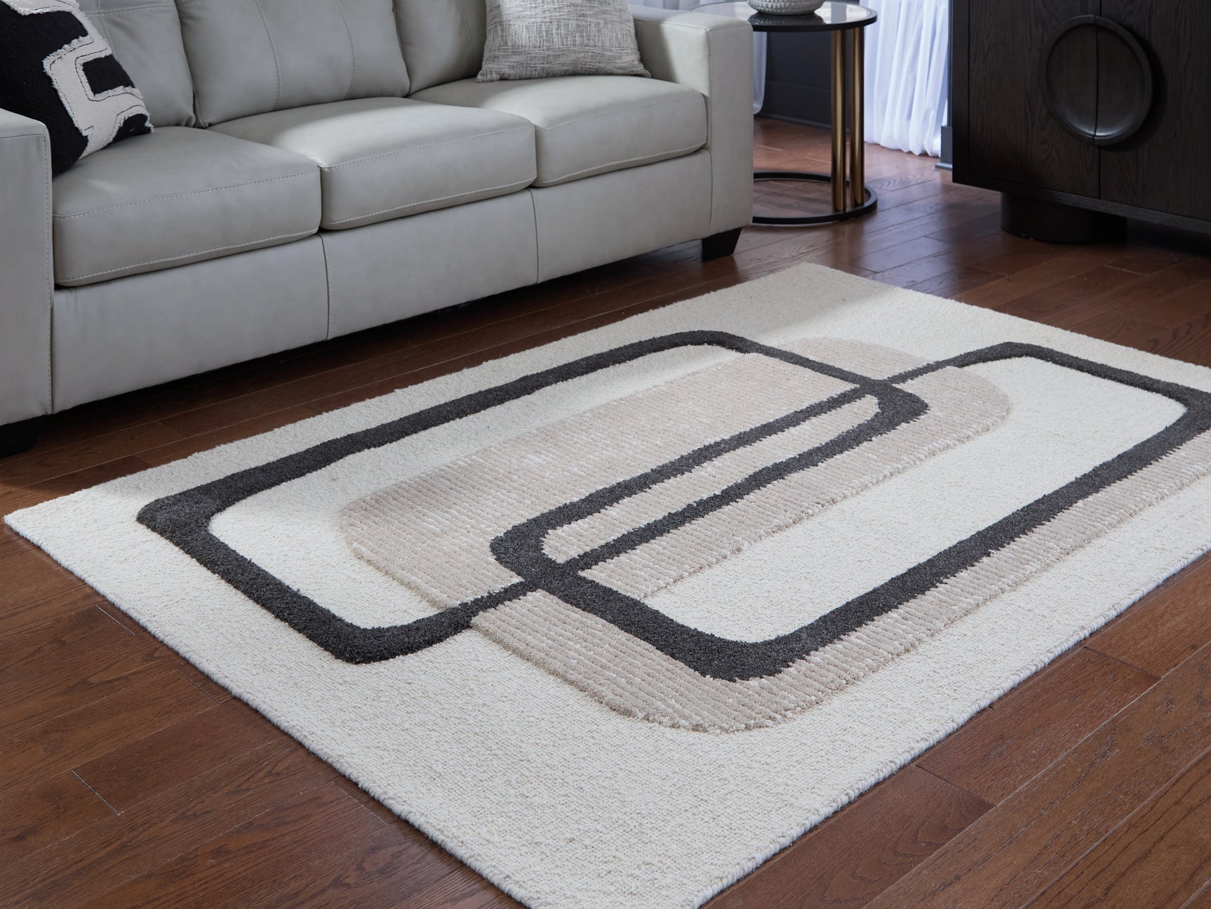 Davismour Ivory/Taupe/Charcoal 5' x 7' Area Rug