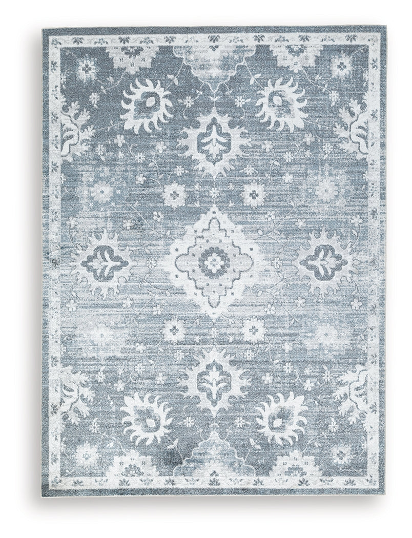 Avanworths Blue/Gray/Ivory Washable 5'3" x 7' Area Rug