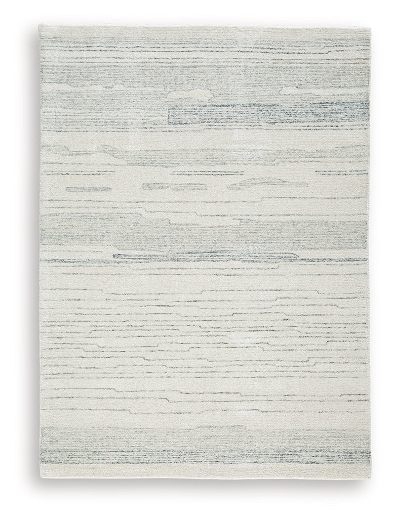 Genemost Ivory/Blue 5' x 7' Area Rug