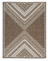 Dunsler Brown and Cream 5' x 7' Indoor-Outdoor Rug