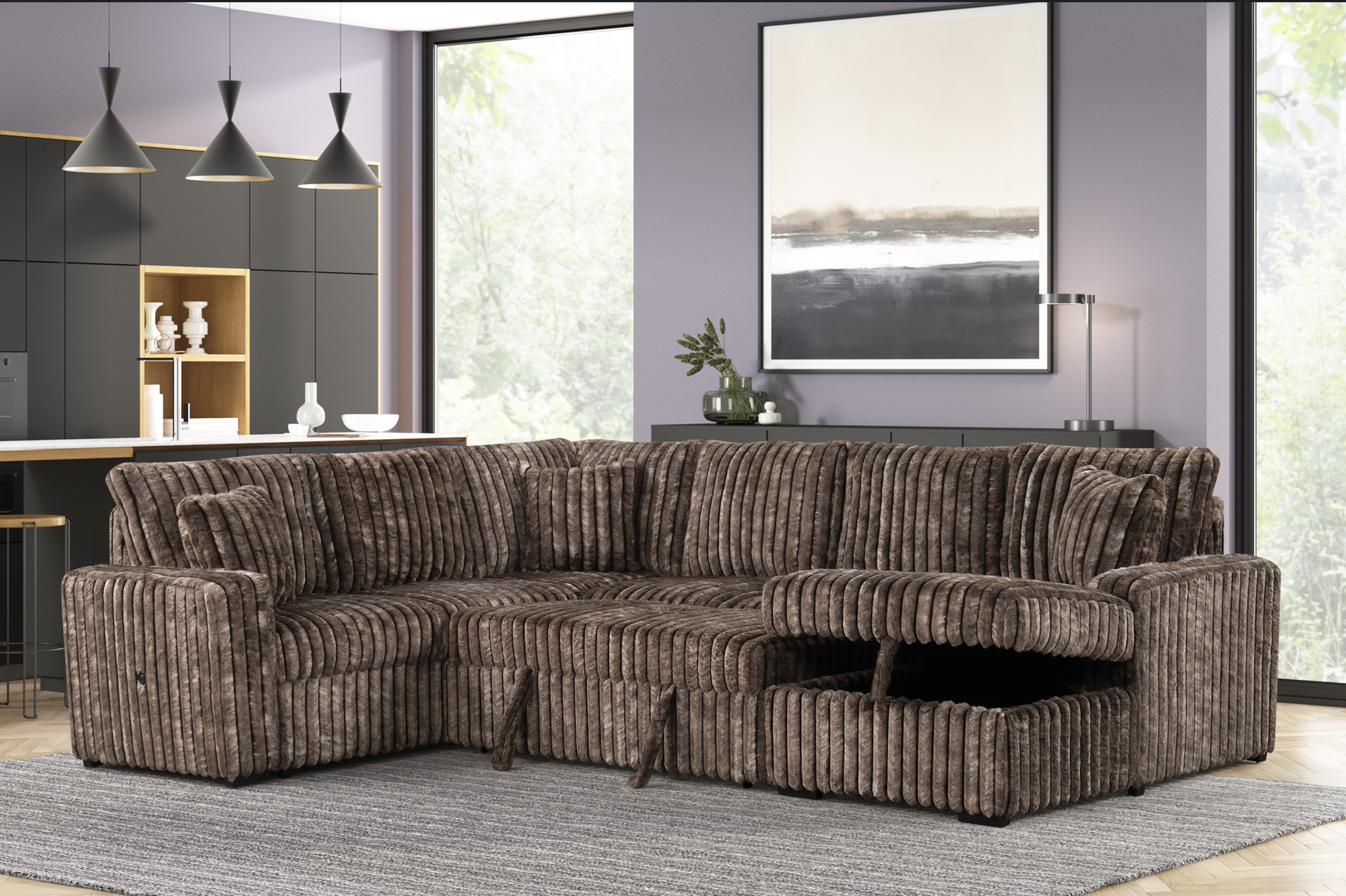 Raha II Brown Storage Sectional