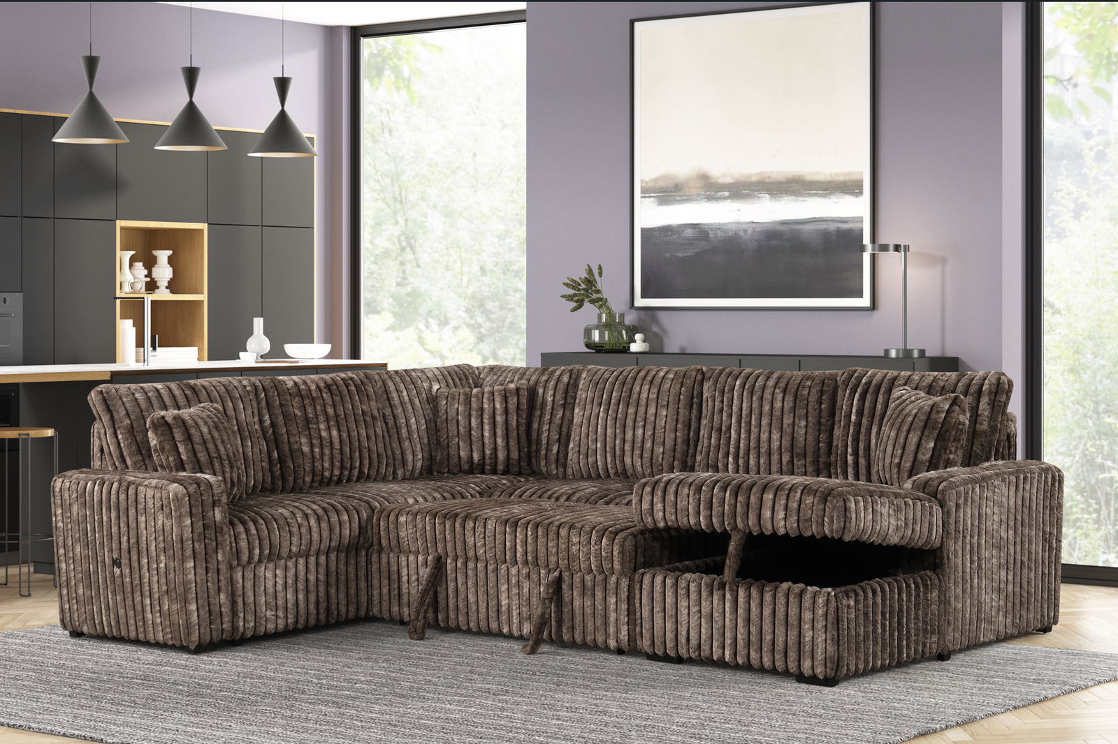Raha II Brown Storage Sectional