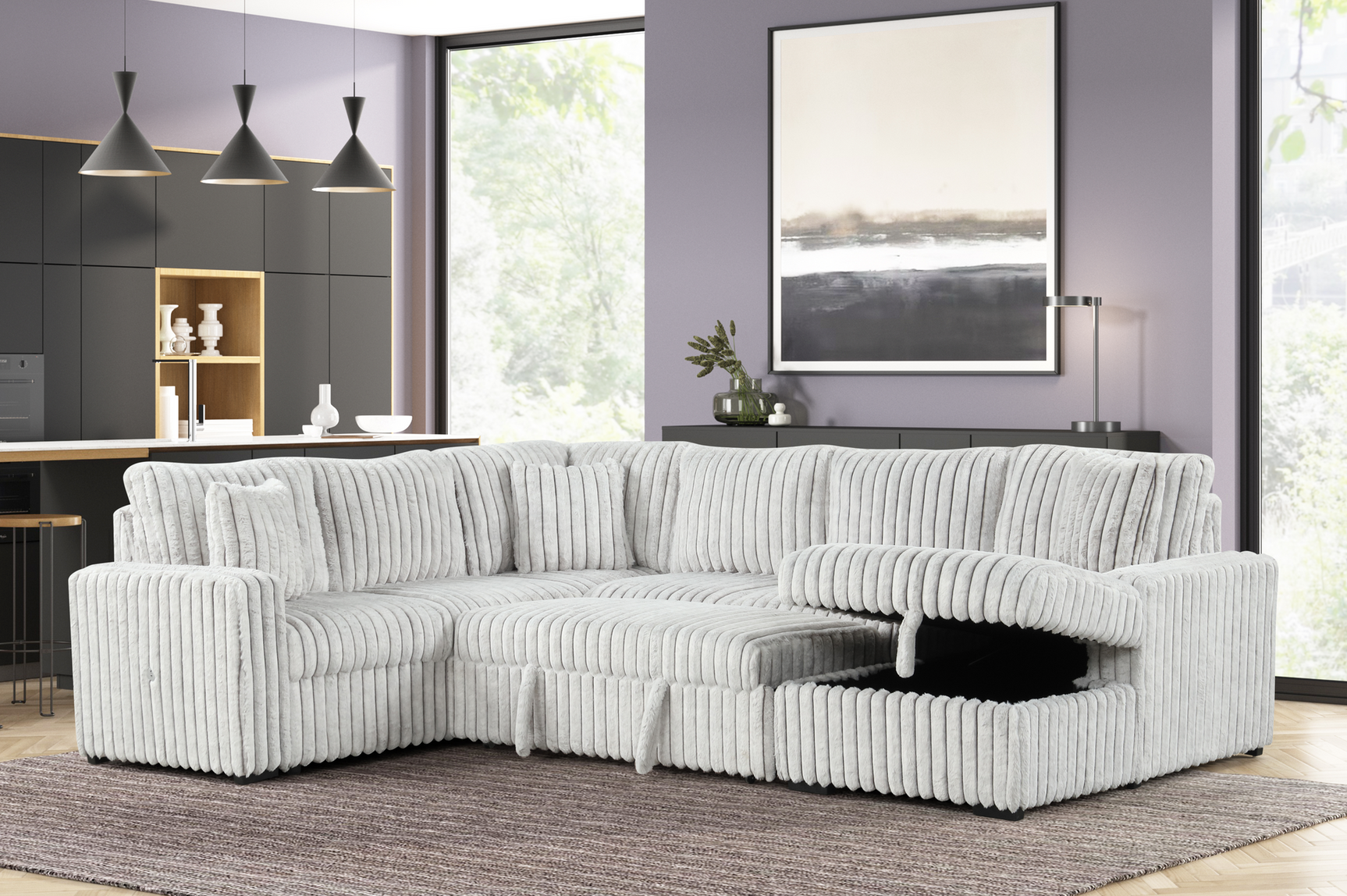 Raha II Grey Storage Sectional