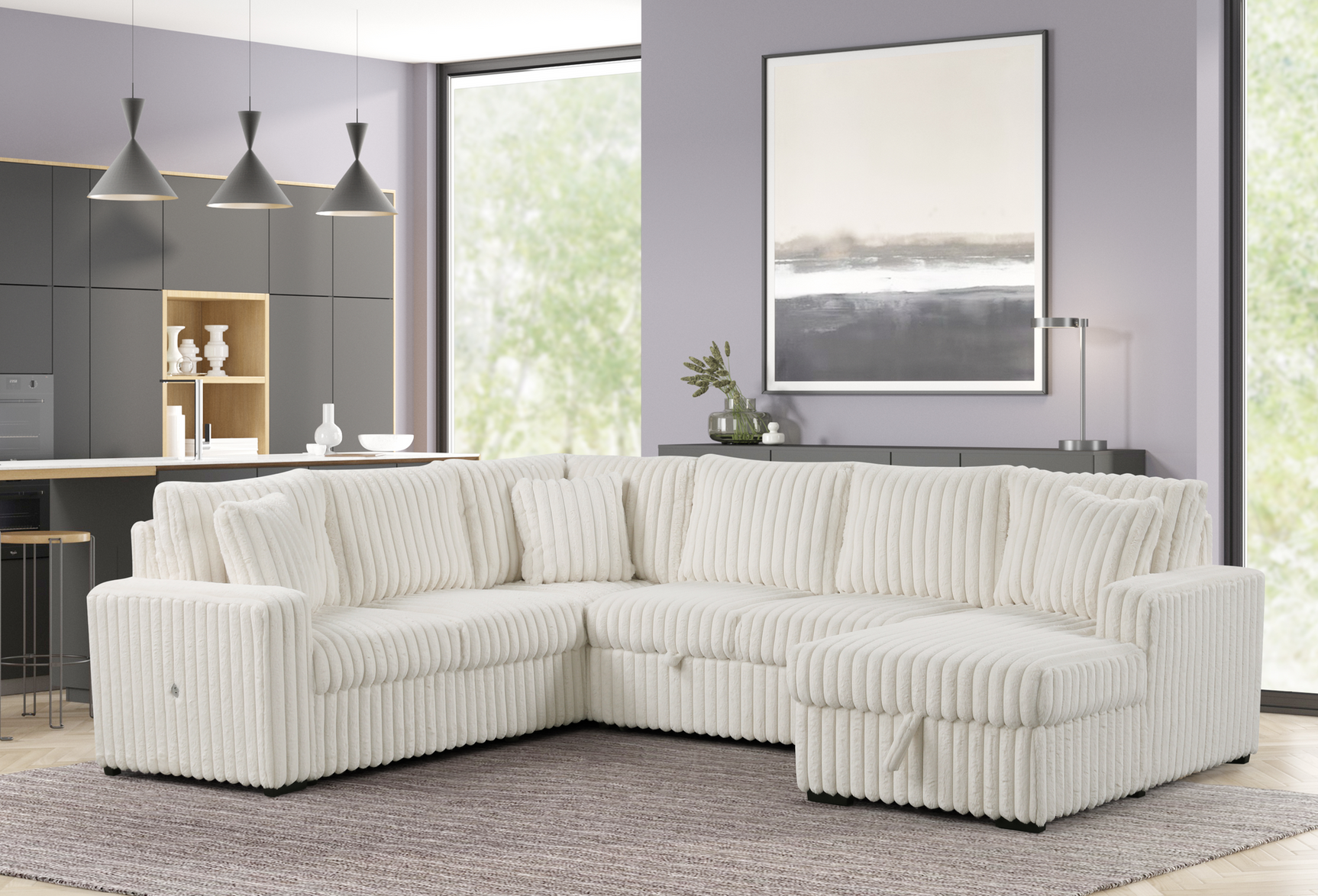 Raha II White Storage Sectional