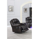 Lucky Charm Brown Air Leather 3-Piece Reclining Sectional view 3