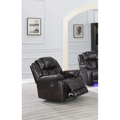 Lucky Charm Brown Air Leather 3-Piece Reclining Sectional view 3