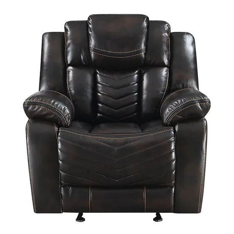 Lucky Charm Brown Air Leather 3-Piece Reclining Sectional view 6