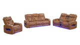 Skyline Brown Leather 3-Piece Reclining Set