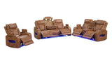 Skyline Brown Leather 3-Piece Reclining Set