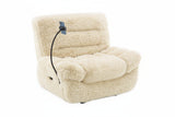 Ferland Beige Faux-Fur Reclining Sofa, Loveseat, and Recliner Set view 2