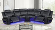 Galaxy Black Air Leather Reclining Sectional with Bluetooth Speakers and LED Lighting from Ella Furniture