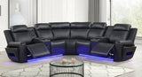 Galaxy Black Air Leather Reclining Sectional with Bluetooth Speakers and LED Lighting from Ella Furniture