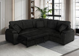 Neeha Black Corduroy Fabric Sectional