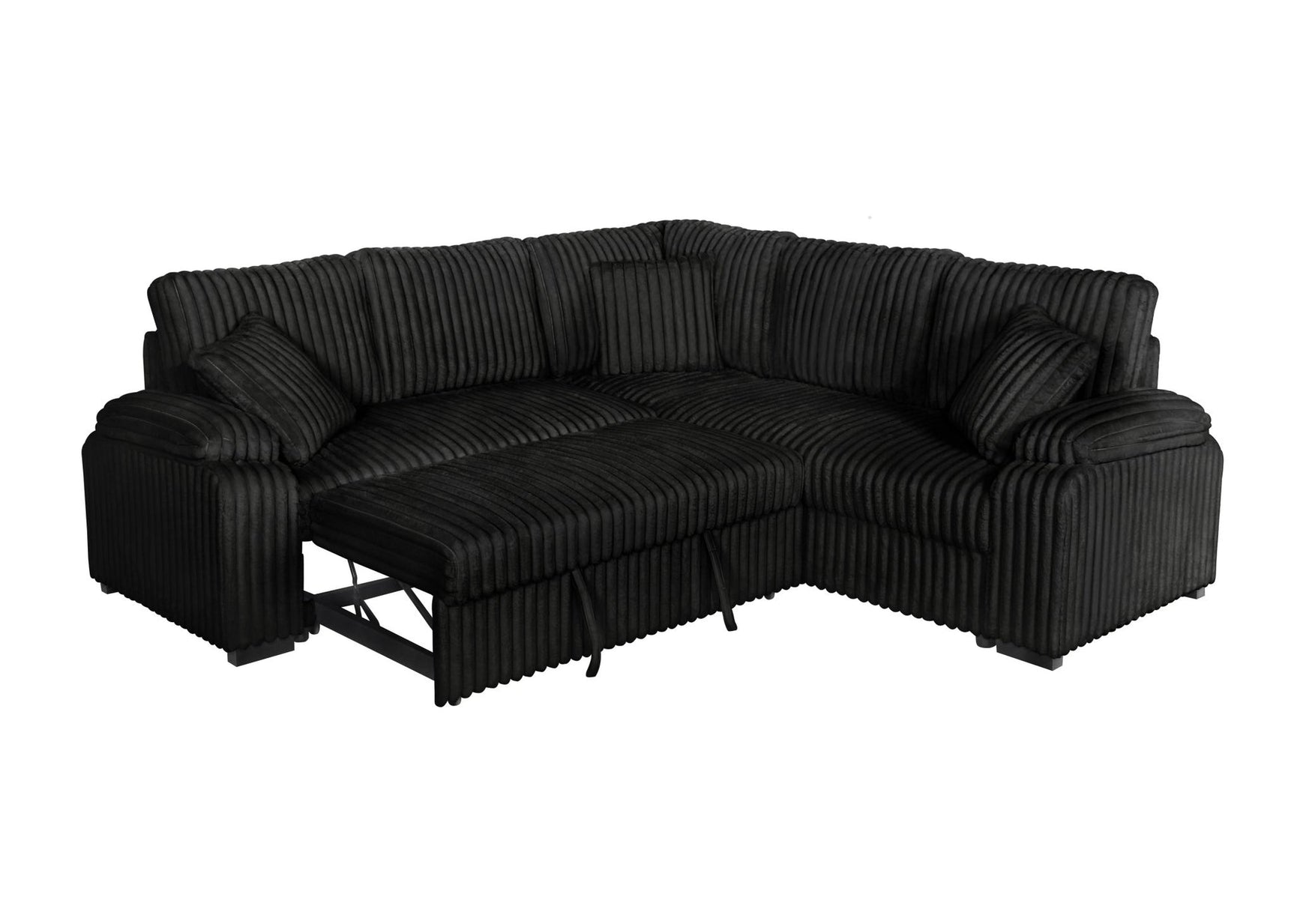 Neeha Black Corduroy Fabric Sectional