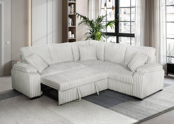 Neeha Gray Corduroy Fabric Sectional
