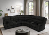 Calantha Black Corduroy Fabric Reclining Sectional