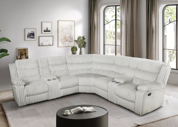 Calantha Gray Corduroy Fabric Reclining Sectional