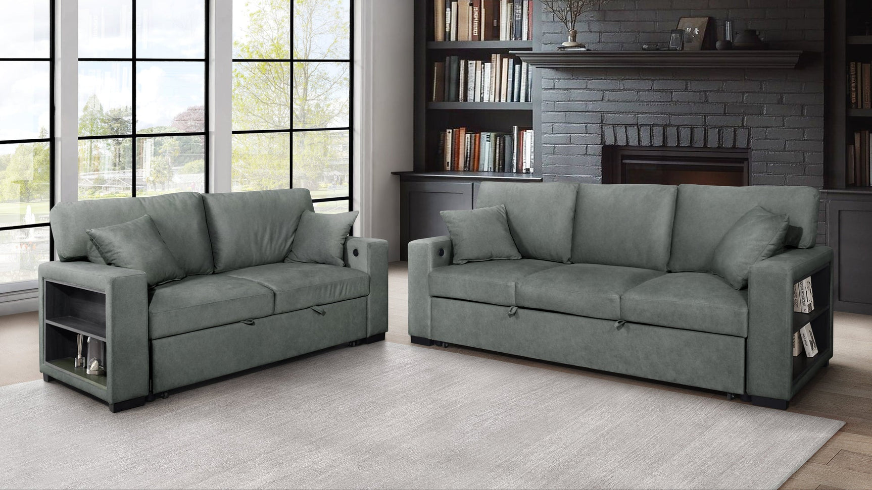 Bexley Gray Living Room Set w Pull-Out Bed