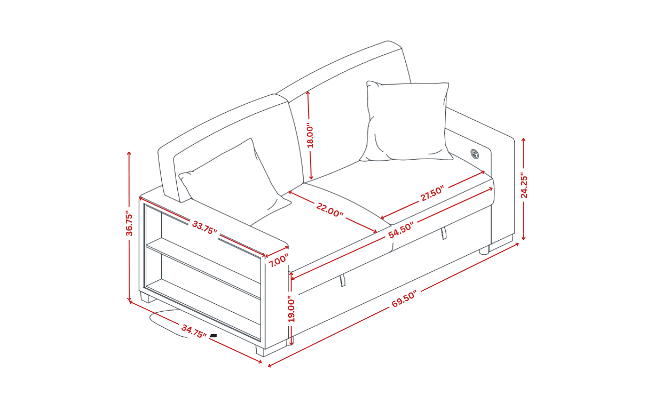 Bexley Gray Living Room Set w Pull-Out Bed
