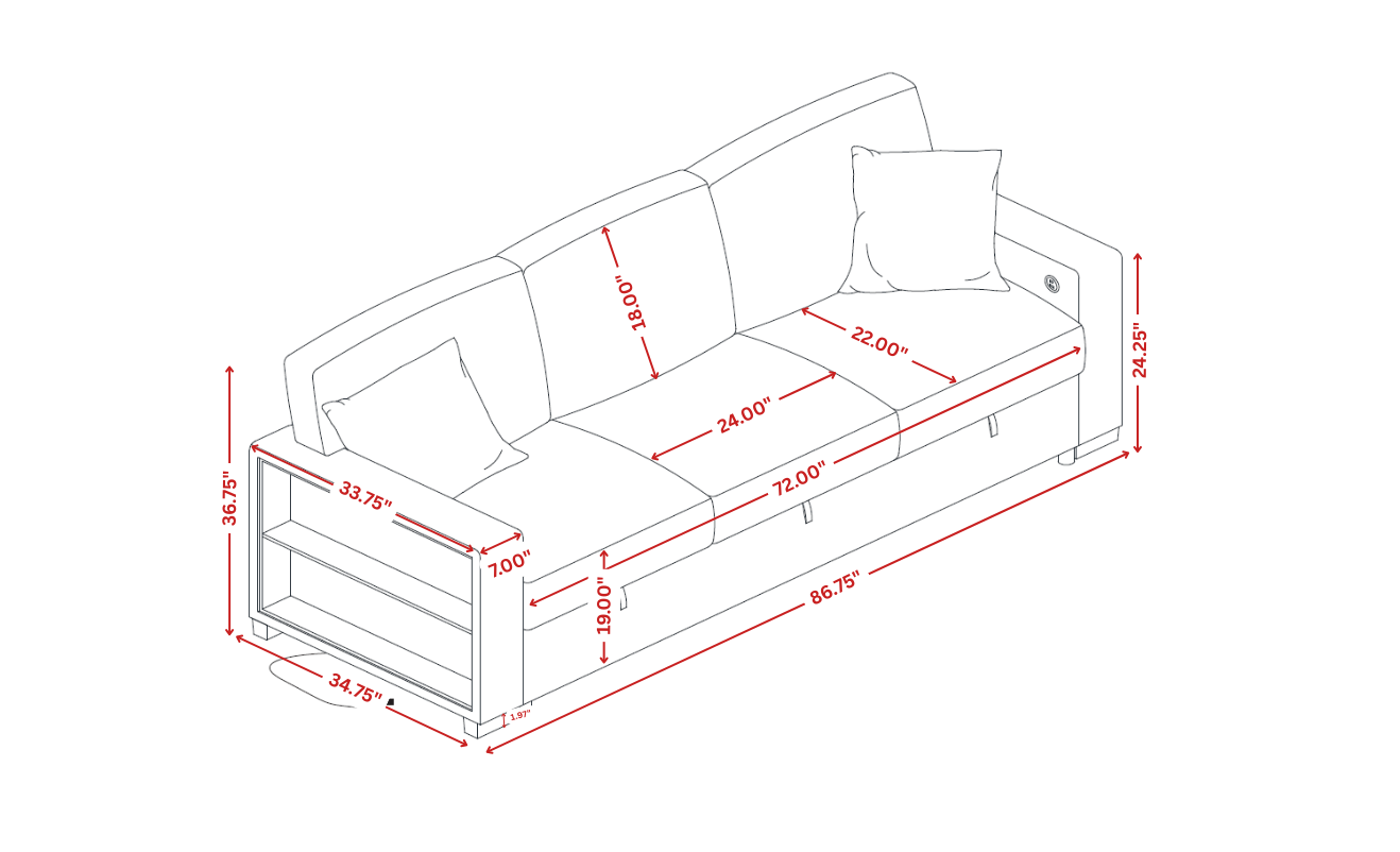 Bexley Gray Living Room Set w Pull-Out Bed