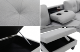 Star Light Grey Fabric Sectional with Storage Ottoman and Drop-Down Table view 2