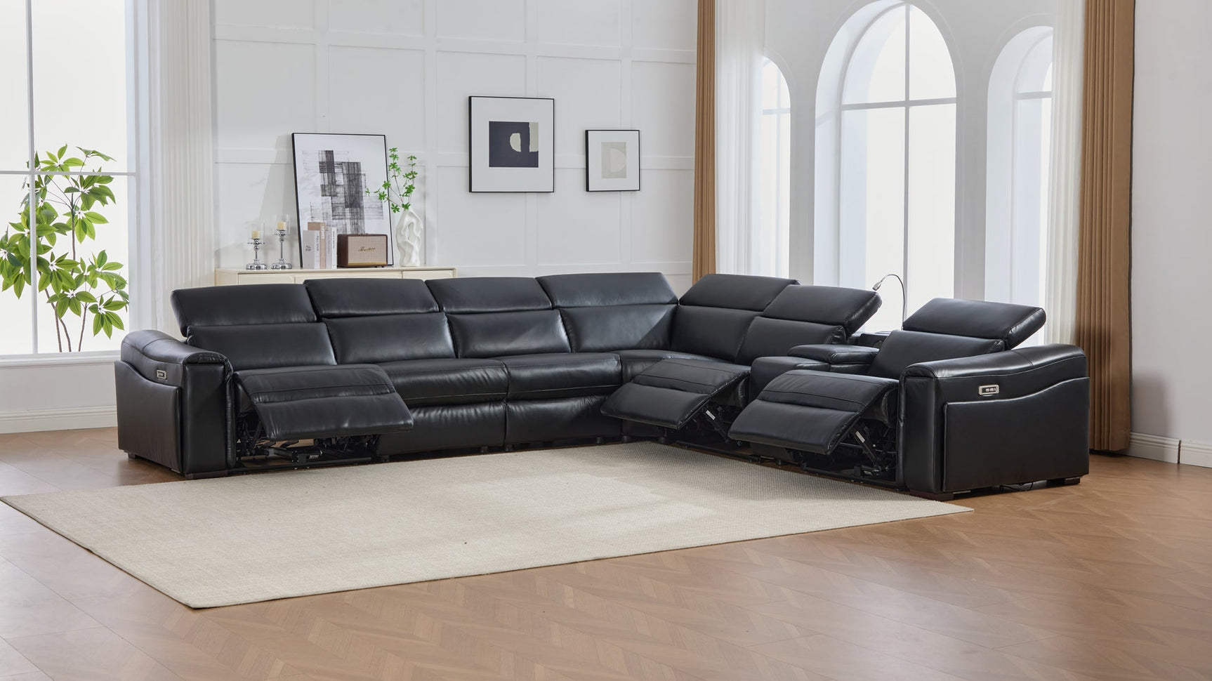 Divani Black Power Reclining Sectional