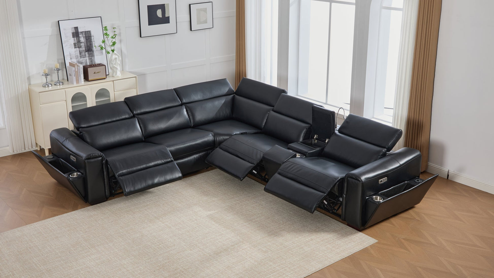 Divani Black Power Reclining Sectional