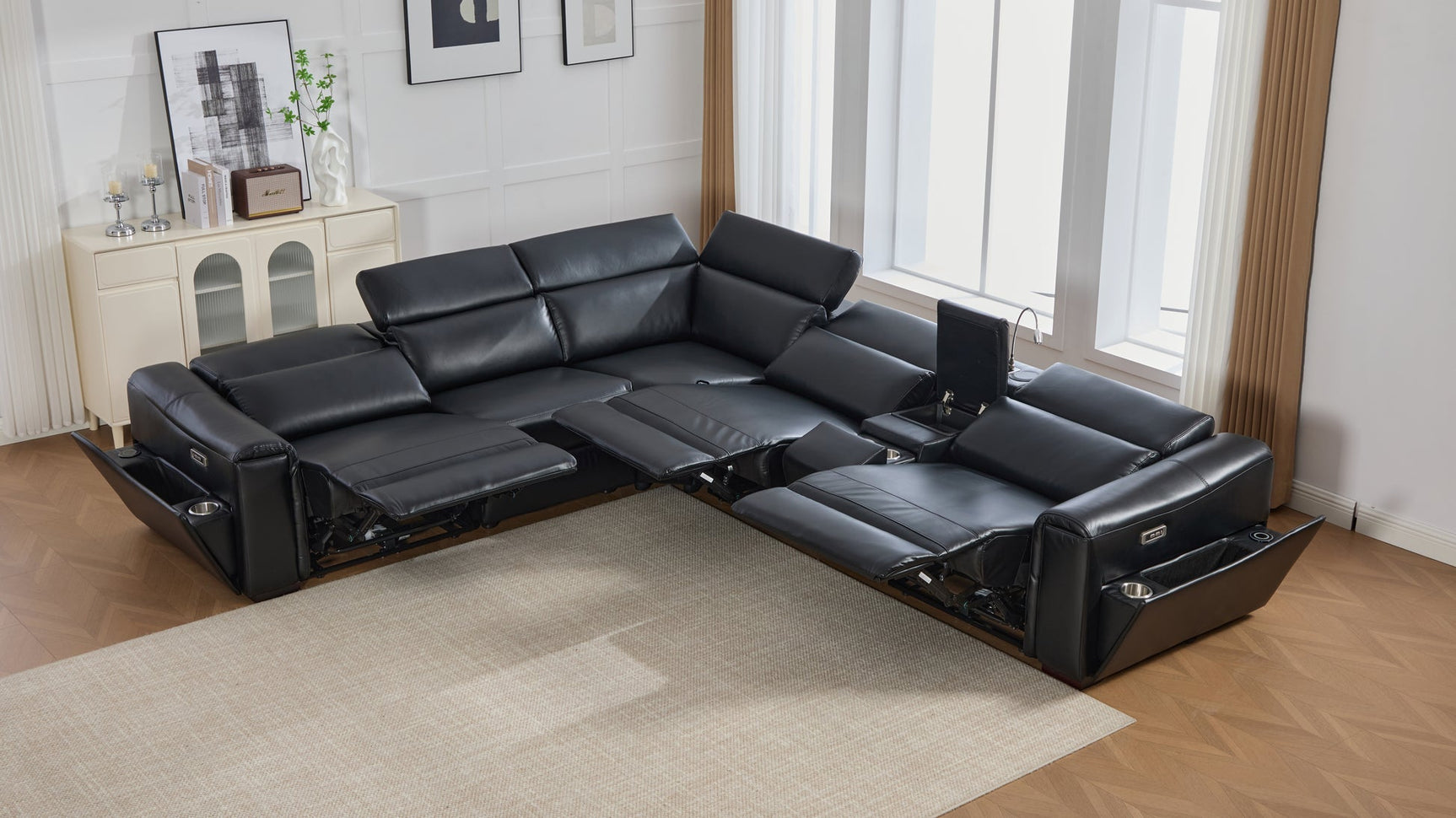 Divani Black Power Reclining Sectional