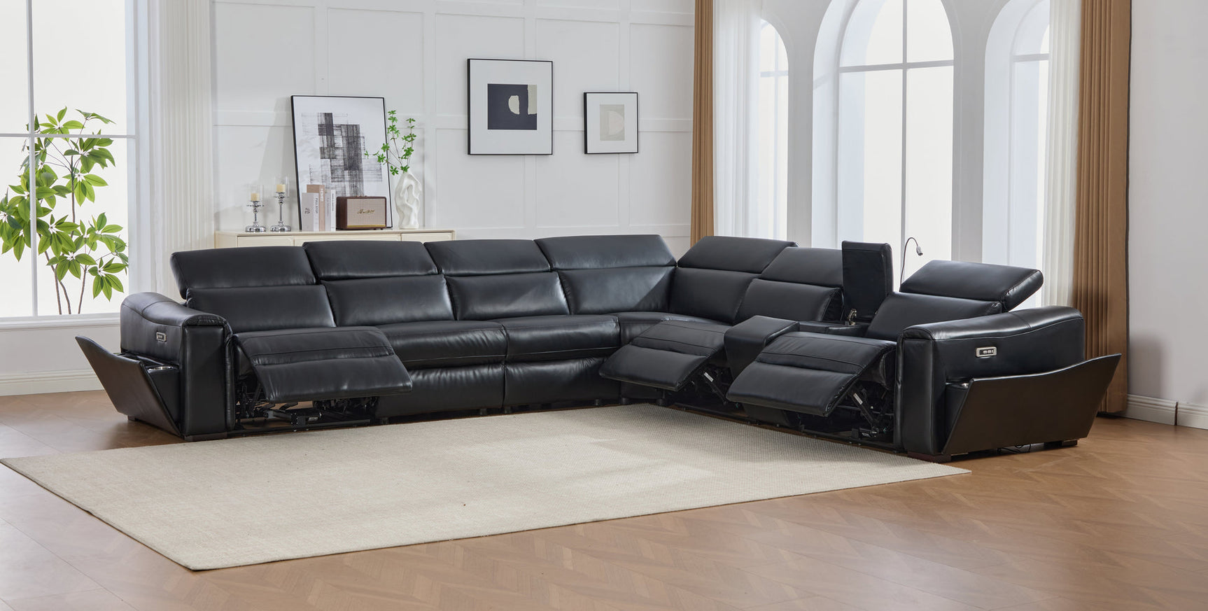 Divani Black Power Reclining Sectional