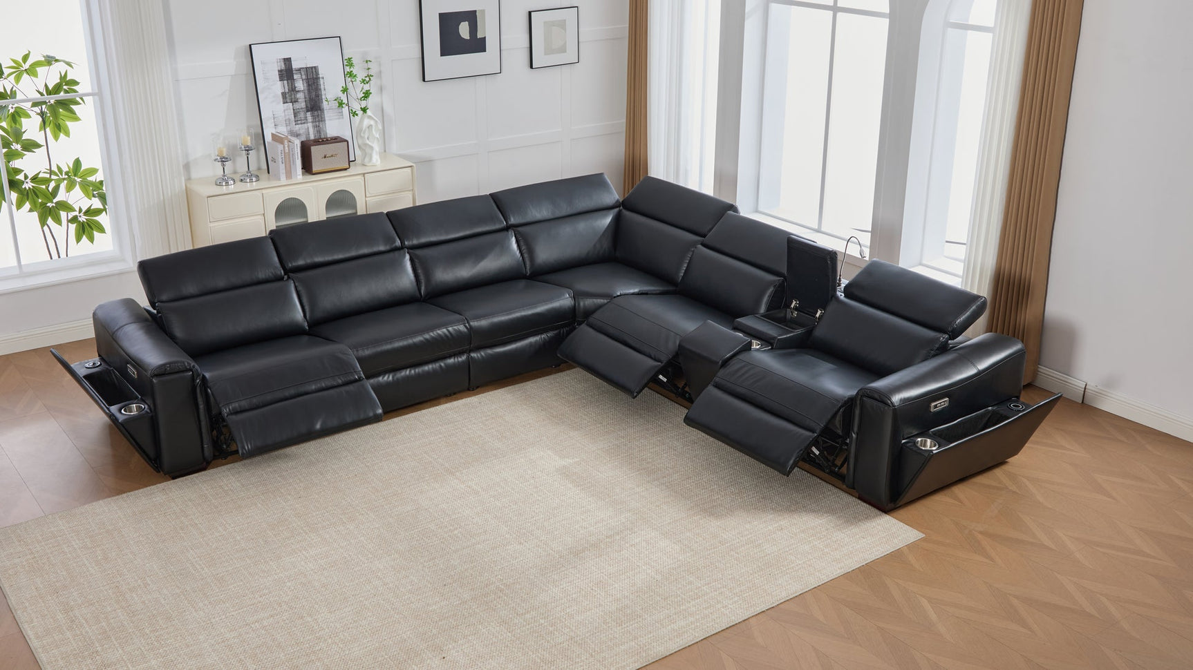 Divani Black Power Reclining Sectional