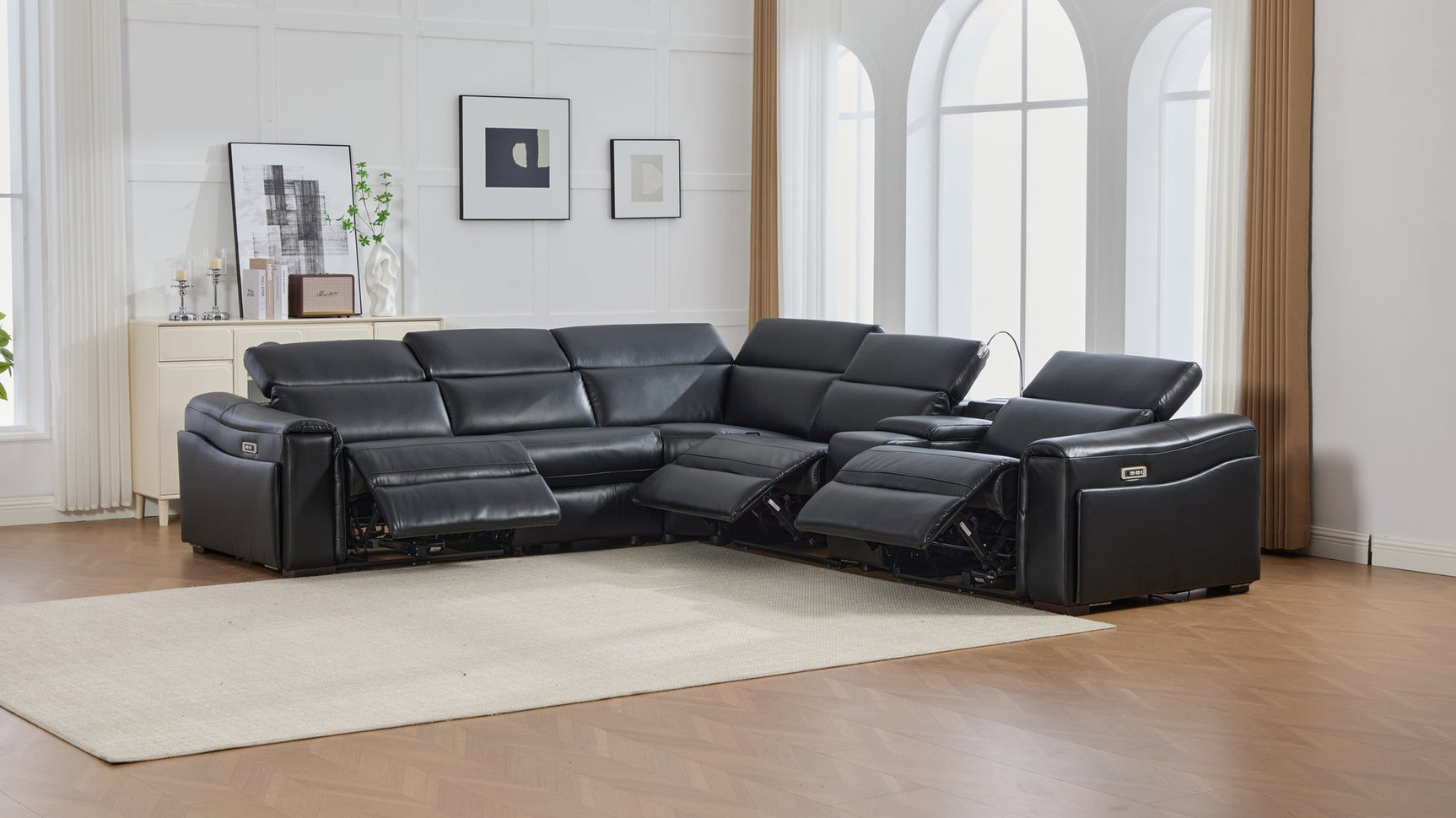 Divani Black Power Reclining Sectional