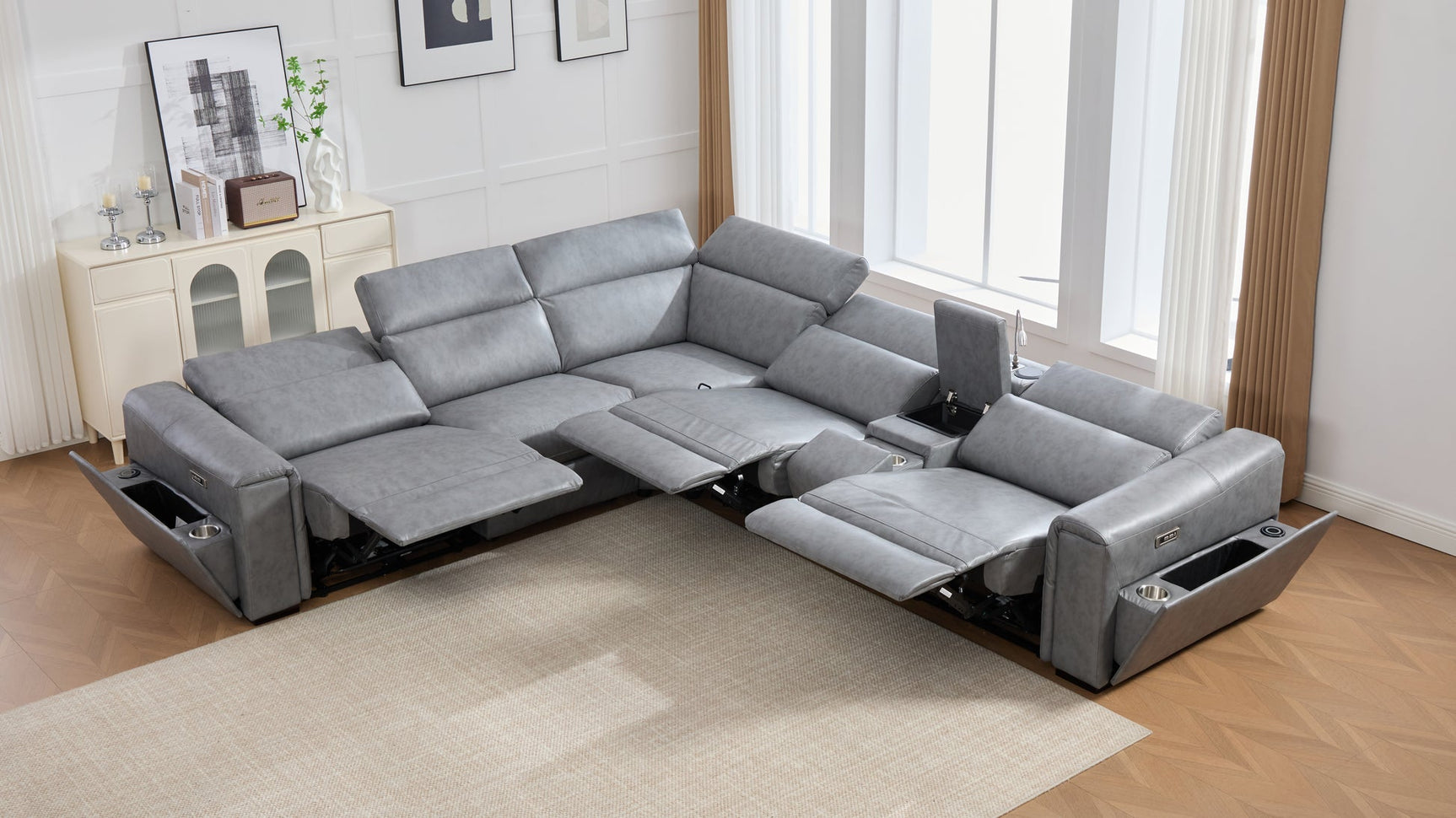 Divani Grey Power Reclining Sectional