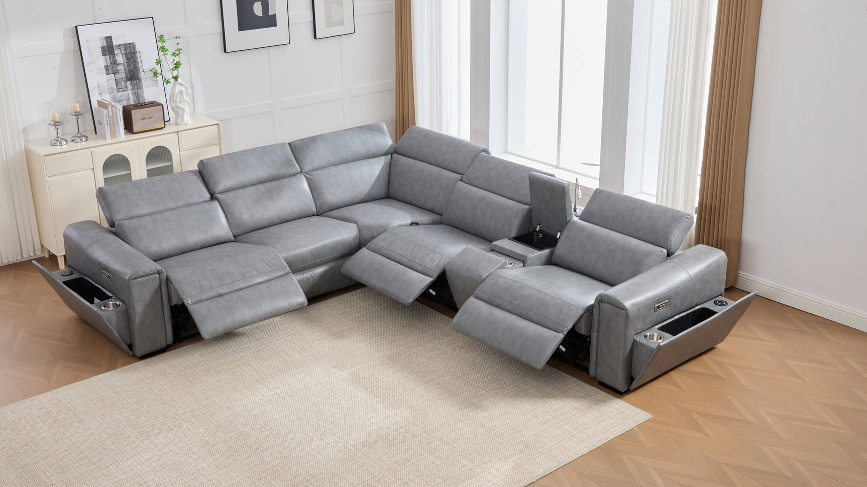 Divani Grey Power Reclining Sectional