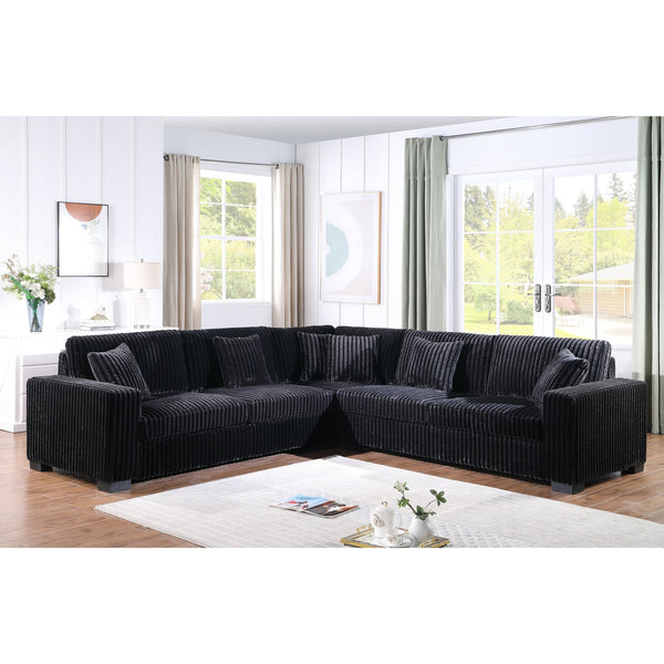 Comfy II Black Corduroy Fabric Sectional