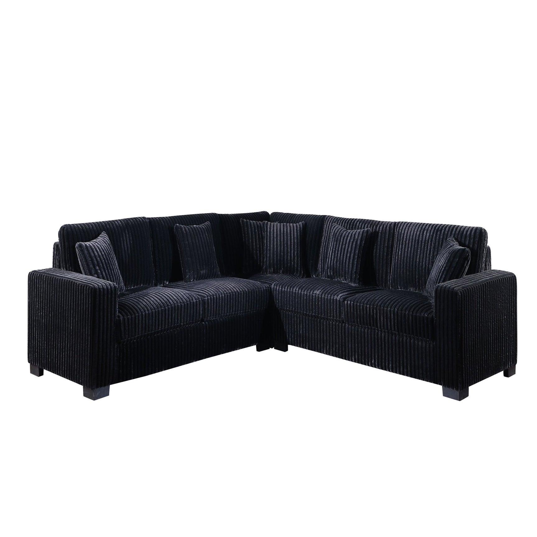 Comfy II Black Corduroy Fabric Sectional
