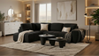 Uptown Black 2-Piece Fabric Sectional Sofa with Vertical Channeling from Ella Furniture
