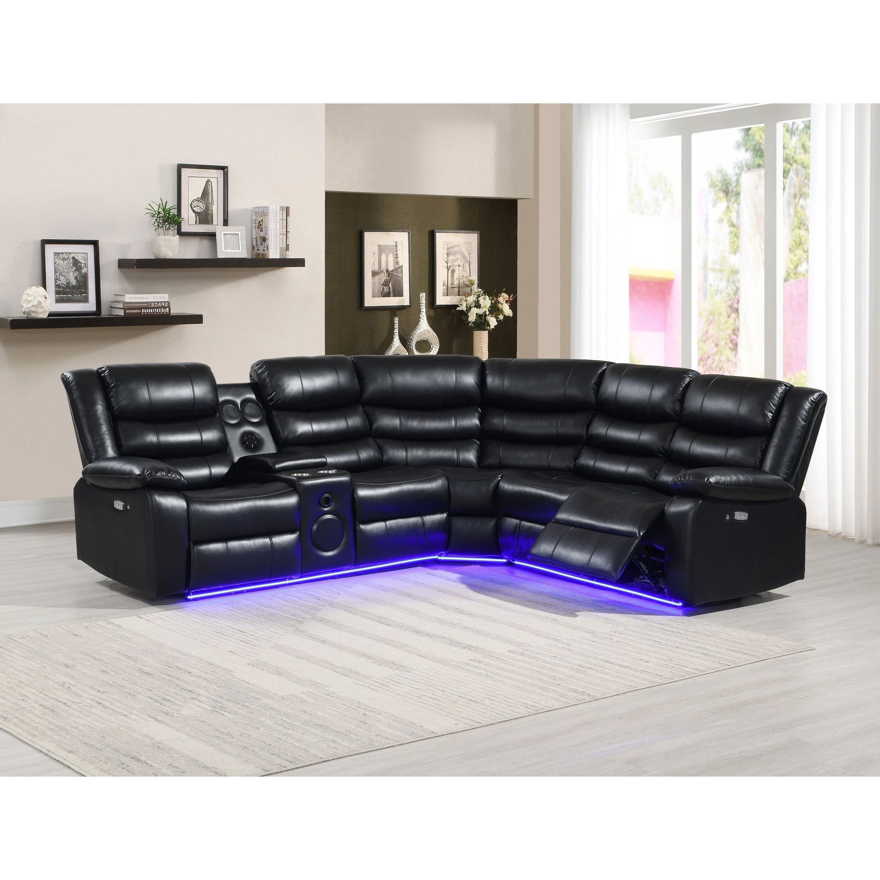 Sonic Black Power Reclining Sectional