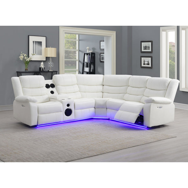 Sonic White Power Reclining Sectional