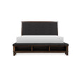 Brown Modern Contemporary Solid Wood Shelves Velvet Upholstered Tufted Queen Bed - Ella Furniture