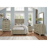 Gray Modern Traditional Rustic Solid Wood And Veneers Panel Twin Bed - Ella Furniture