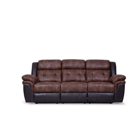 Brown Solid Wood And Plywood Polished Microfiber Upholstered Tufted Motion Sofa