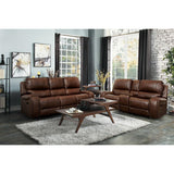 Brown Contemporary Solid Wood And Plywood Faux Leather Upholstery Sofa - Ella Furniture