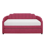 Pink Modern Contemporary Solid Wood Metal Fabric Upholstery Trundle YouthDayBed - Ella Furniture