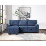 Blue Modern Contemporary Solid Wood And Plywood Fabric Upholstery Pull-Out Sectional - Ella Furniture