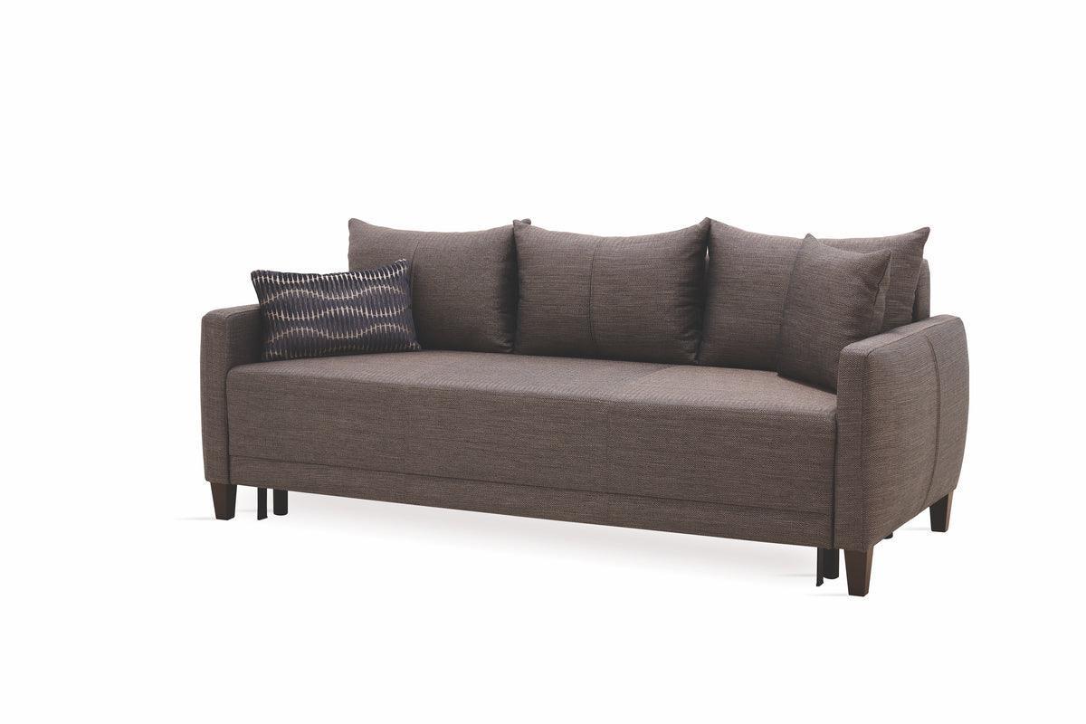 Smart Belzoni Brown/blue 3-Seater Sofa Bed With Storage - Ella Furniture