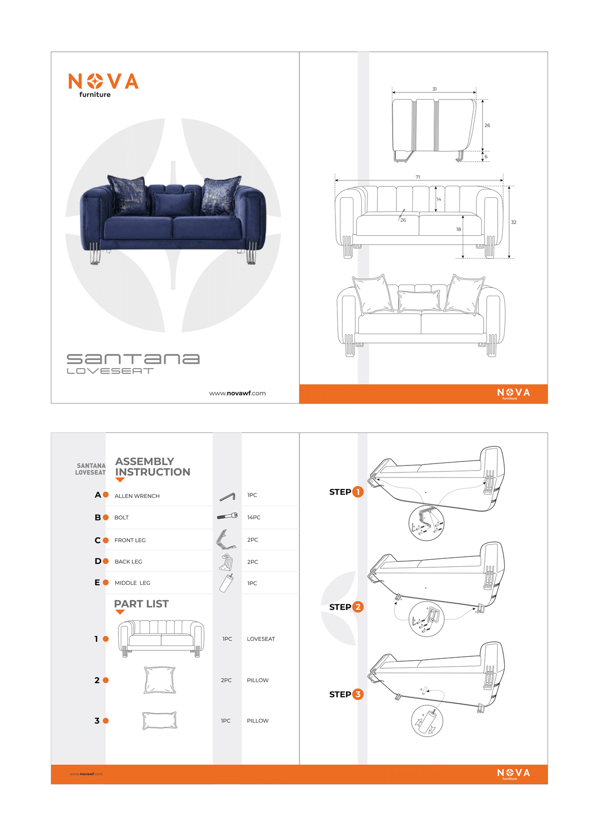 Ella Silver Velvet Loveseat